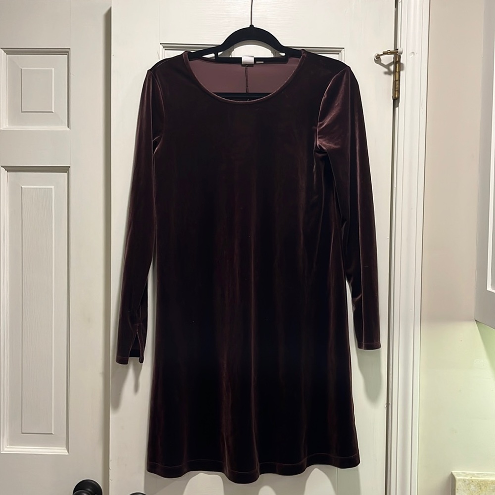 Gap burgundy velvet/velour long sleeved dress size S